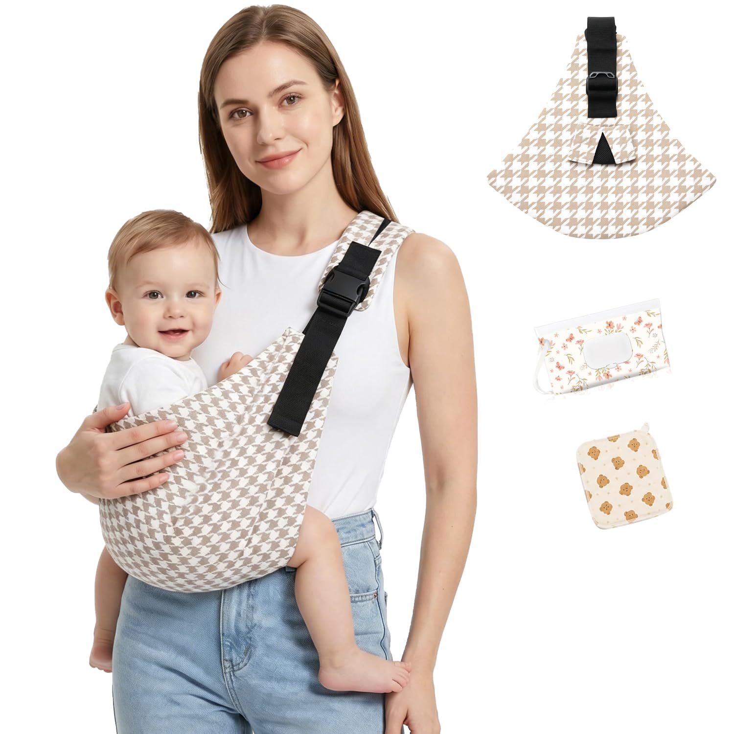 Baby Sling Carrier, Adjustable Front & Back,Comfortable | Adjustable + Easy Wear