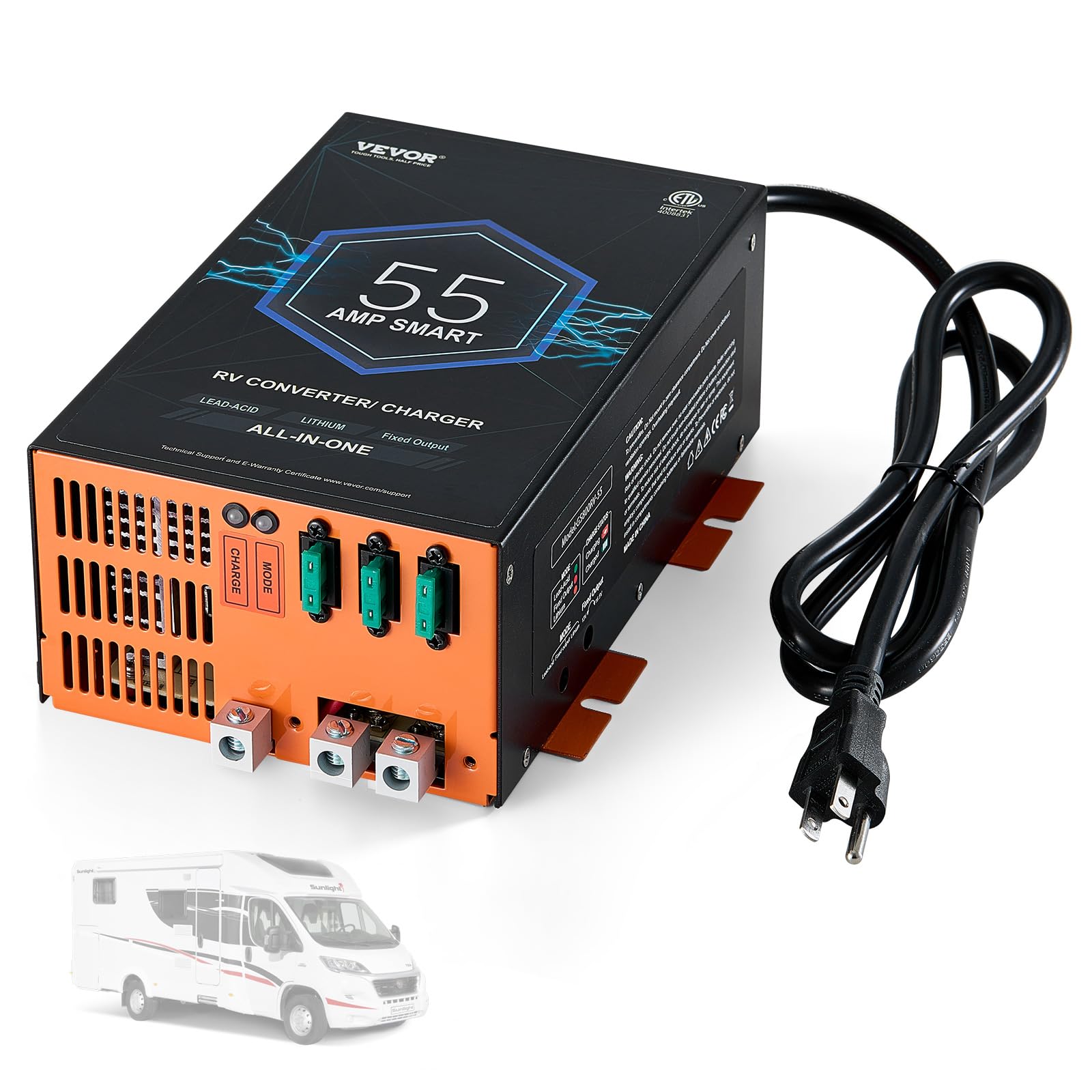 VEVOR RV Converter, 55 Amp, 110V AC to 12V DC RV Power Converter Battery Charger