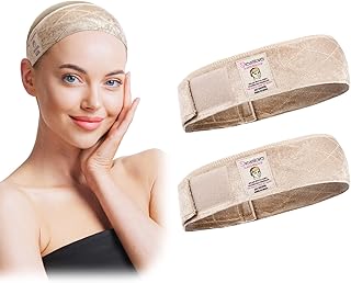 Dreamlover Wig Grip Band, Non-Slip 2 PCS Adjustable Headband for Wigs, Nude | No Glue Needed, Protect Edges, All-Day Wear, for Headscarf &amp; Hats, Time-Saving, Washable, Daily Use, Velvet