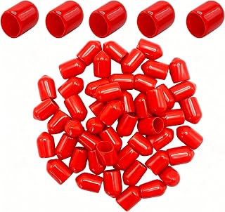 50Pcs Rubber End Caps ID 7mm (9/32 inch) Red Flexible Protective Caps Soft Elastic Dustproof Cover for Rod Tube Screw Bolt