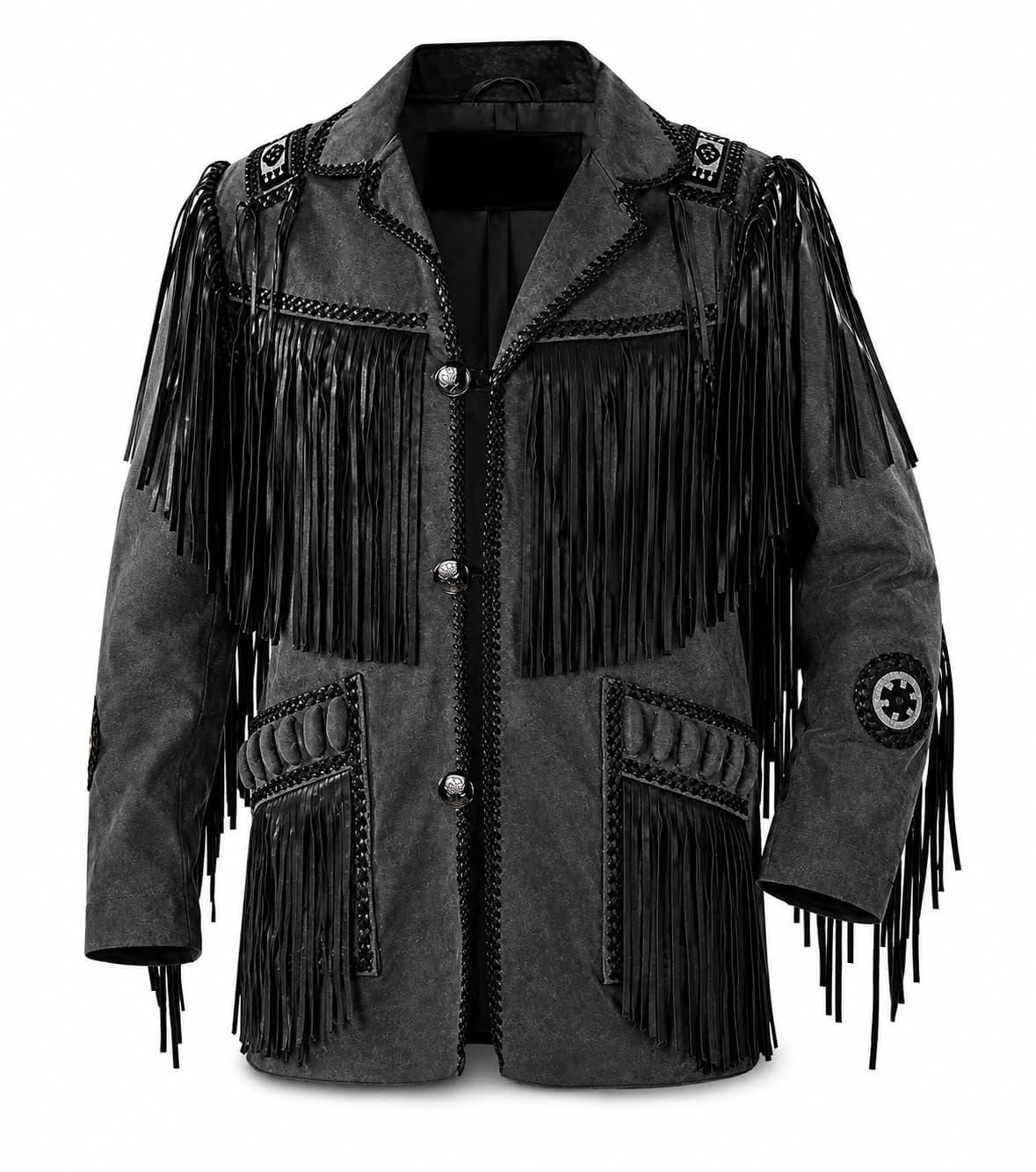 Western Cowboy Leather Fashion Jacket For Mens Fringe & Beaded Native American C