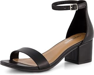 CUSHIONAIRE Women's Alba One Band Mid Block Heel Sandal + Memory Foam, Wide Widths Available