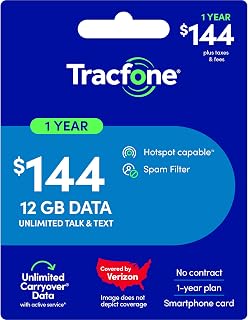 Tracfone $144 Unlimited Talk & Text Annual Prepaid Plan(Physical Delivery)