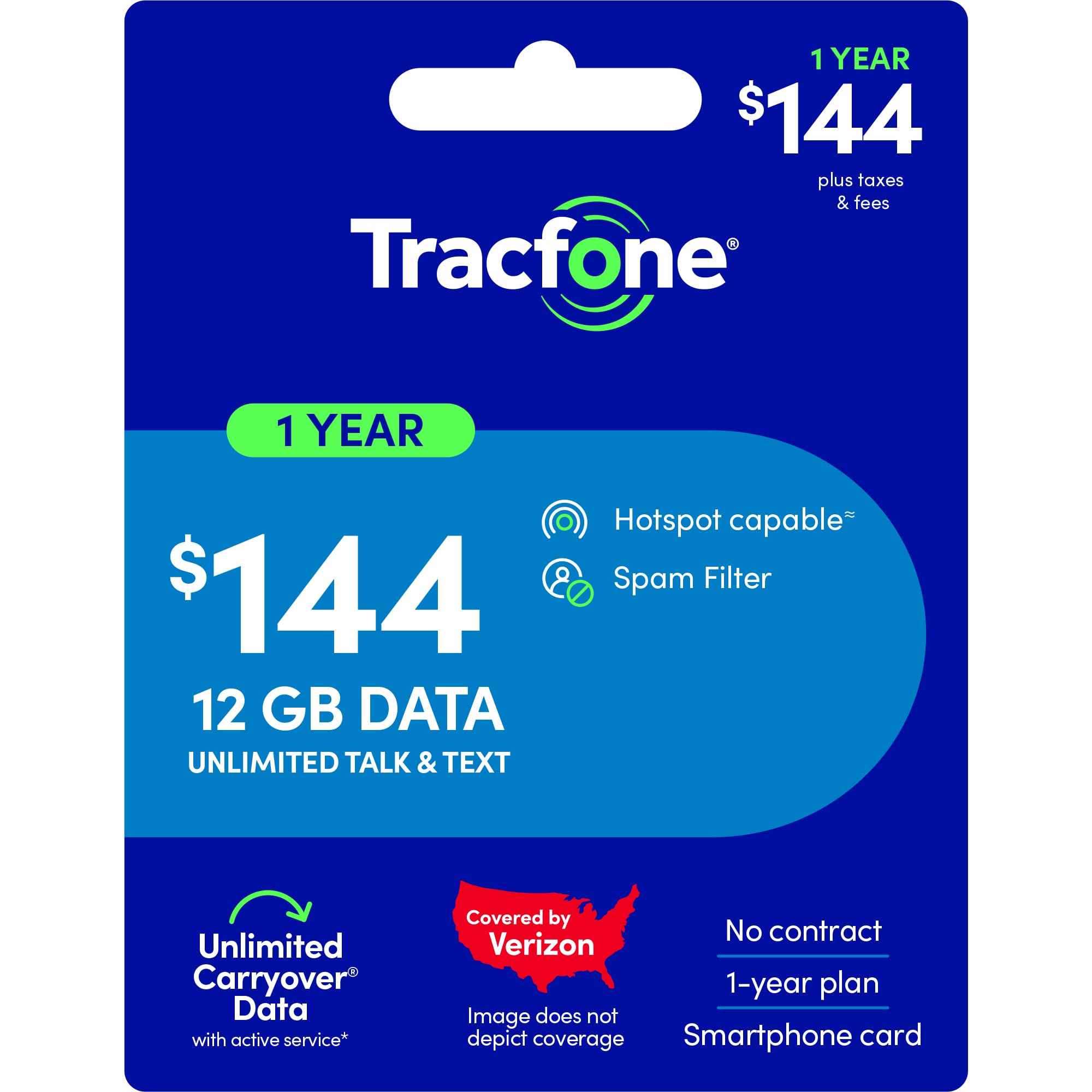 Tracfone $144 Unlimited Talk & Text Annual Prepaid Plan(Physical Delivery)
