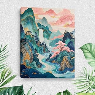Japanese Art Waterfall Wall Painting, Housewarming Gifts, Framed Natural Landscape Canvas Painting for Room Decoration, Vintage Aesthetic Painting for Decor