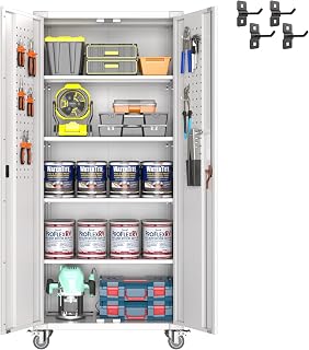 SUPEER 72" Tall Metal Storage Cabinet with Wheels