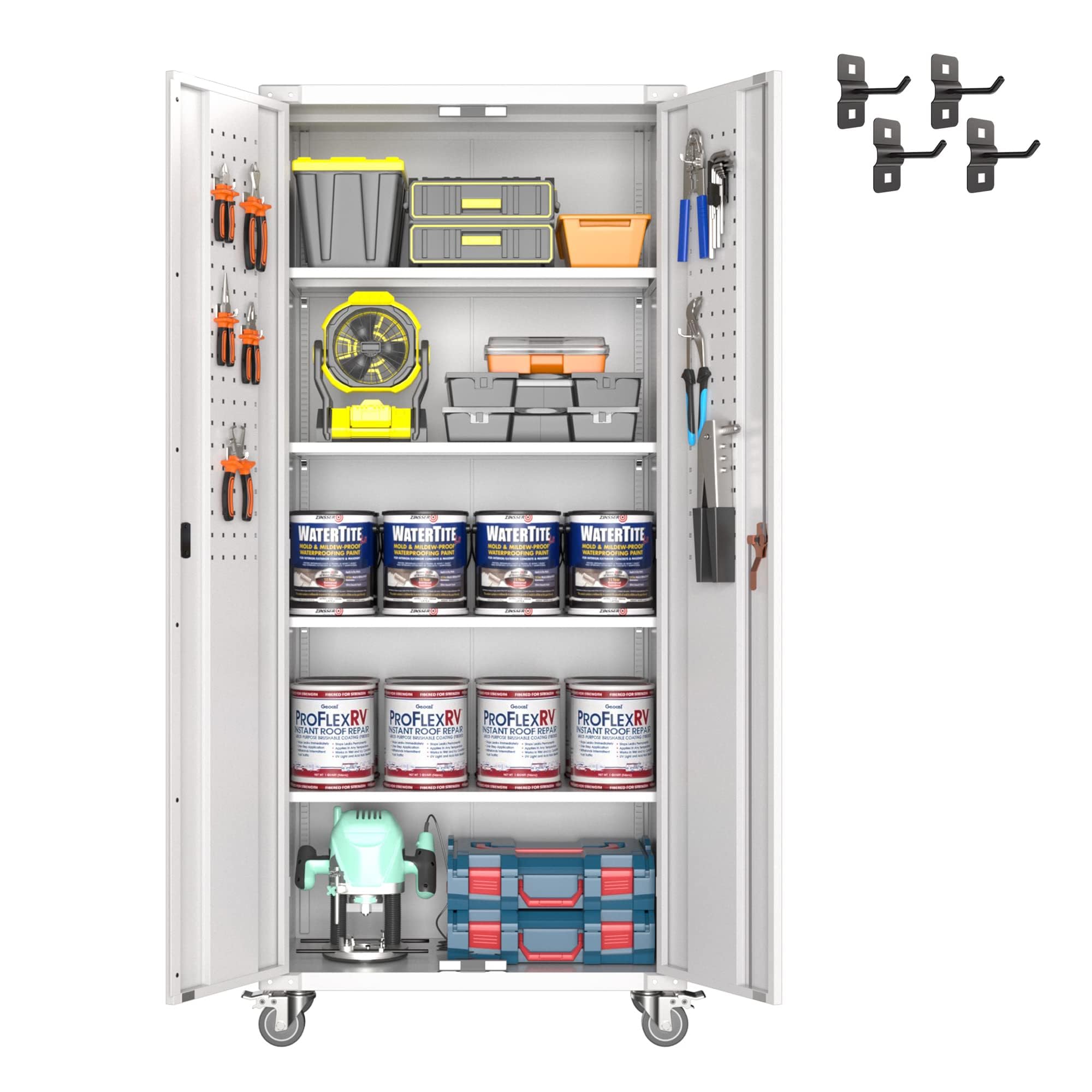 SUPEER 72" Tall Metal Storage Cabinet with Wheels