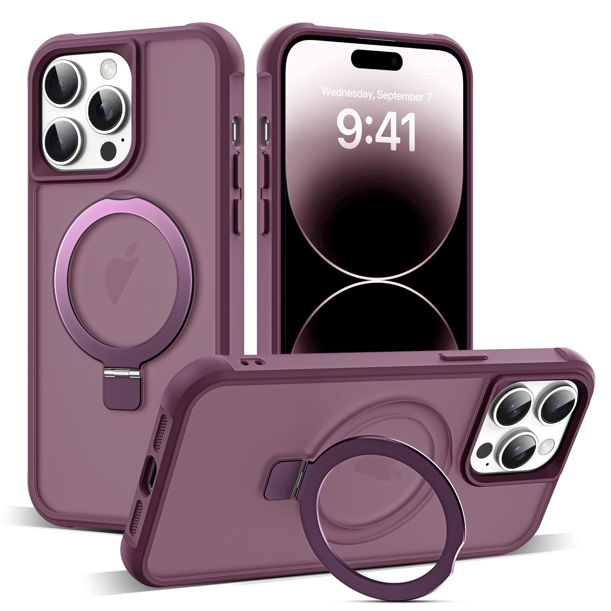 SKYLMW Compatible with iPhone 14 Pro Max Case with Stand,Wine Red