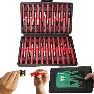 XLWJBES 41 Pcs Terminal Pin Removal Tools with Blow-Molded Case, Red | Electrical Pin Removal Tools Automotive Depinning Tool Kit for Automotive &amp; Household Devices Most Connectors