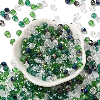 280pcs/60g Mixed Color Faceted Glass Beads Loose Beads for DIY Bracelet Necklace Earrings Jewelry Making Supplies 6x5mm Dark Green