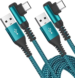 USB C Charging Cord Right Angle [2Pack 6FT] AviBrex 3.1A USB C Cable Type C Fast Charger Cable Nylon Cord for i Phone 18 17 16 15 Pro Max,Samsung S26 S25 S24 S23 to S8 Plus/Ultra/FE,A71/A54/A51/Note20