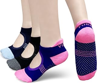 PUTUO Yoga Pilates Socks for Women: Stopper Socks ABS Non-Slip Cotton Socks for Pilates Barre Ballet Dance - Women Non-Slip Socks Sports Socks Yoga Socks Size 37-42