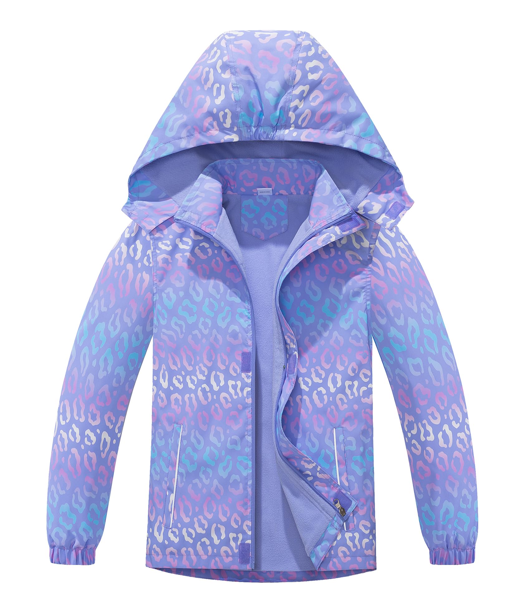 Aiwujiwu Boys Girls Rain Jacket with Fleece Lined Kids Waterproof Raincoat | tod