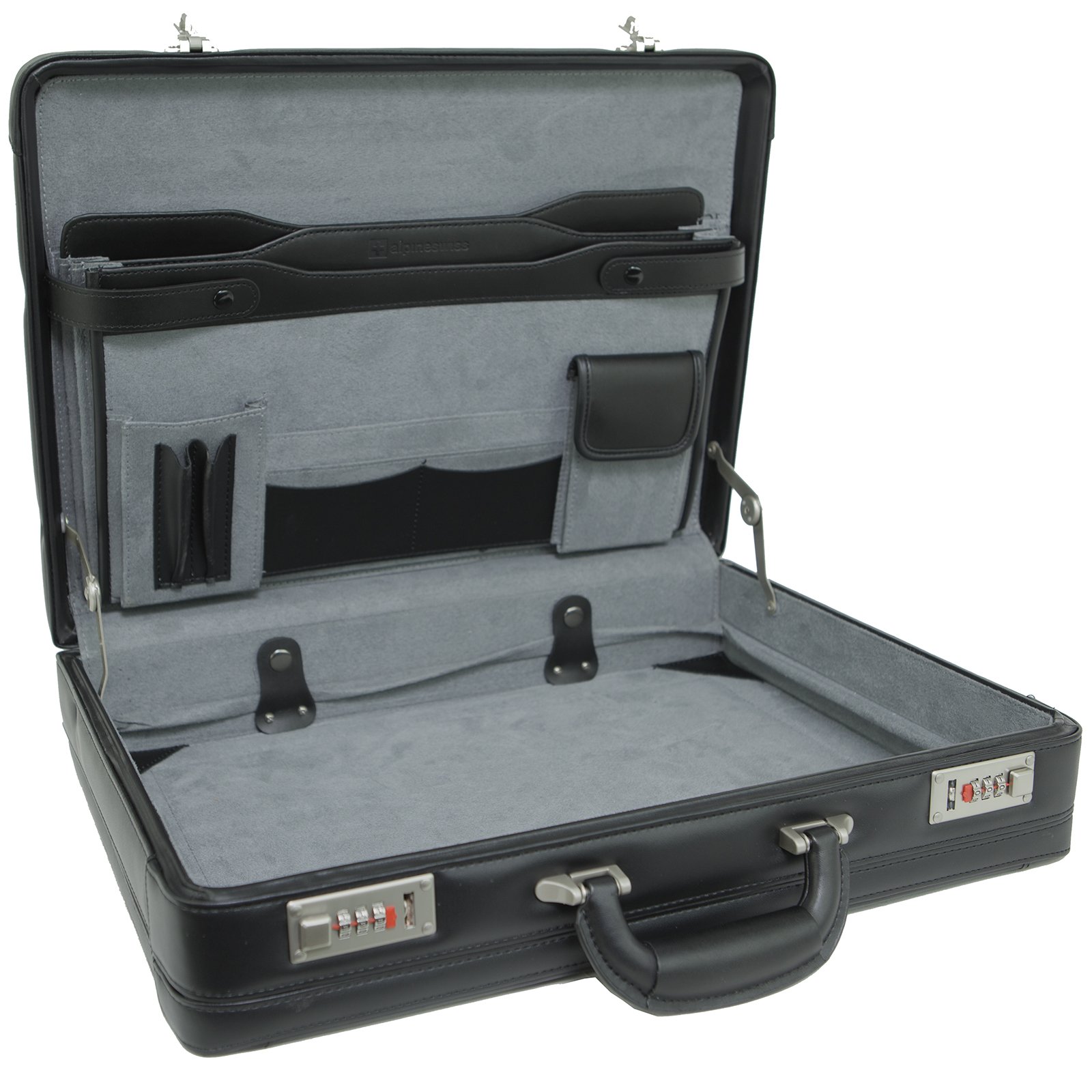 Alpine Swiss Mens Briefcase | Expandable Genuine Leather Attache Briefcase For M
