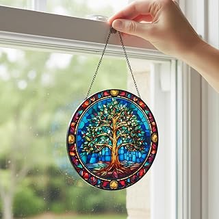Sun Catcher Window Hanging Decoration - Round Window Ornament, Hanging Art Light Catcher for Home Office