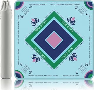 Gedgan Mahjong Mat for Table 32.4" x 32.4", American Mahjong Mat with Rules | Rubber Non-Slip Noise-Reducing Mah Jongg Table Cloth Cover, Lotus Butterfly Floral Design, for Poker, Card and Tile Games