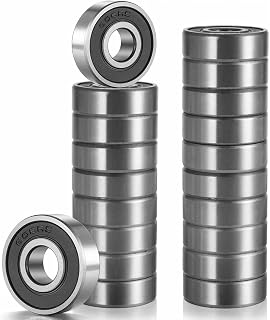 YAMASO 20 Pcs 608 2RS Ball Bearings – Bearing Steel and Double Rubber Sealed Miniature Deep Groove Ball Bearings (8mm x 22mm x 7mm)