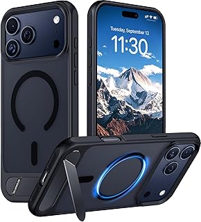 Temdan Magnetic for iPhone 18 Pro Max Case/iPhone 17 Pro Max Case Stand | [Built-in Invisible Kickstand][Compatible with MagSafe][Military Grade Shockproof] Slim Translucent Matte Phone Case 6.9"