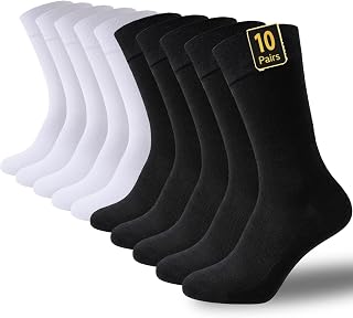 VoJoPi Mens Cotton Socks 5/10 Pairs, Breathable Crew Dress Socks