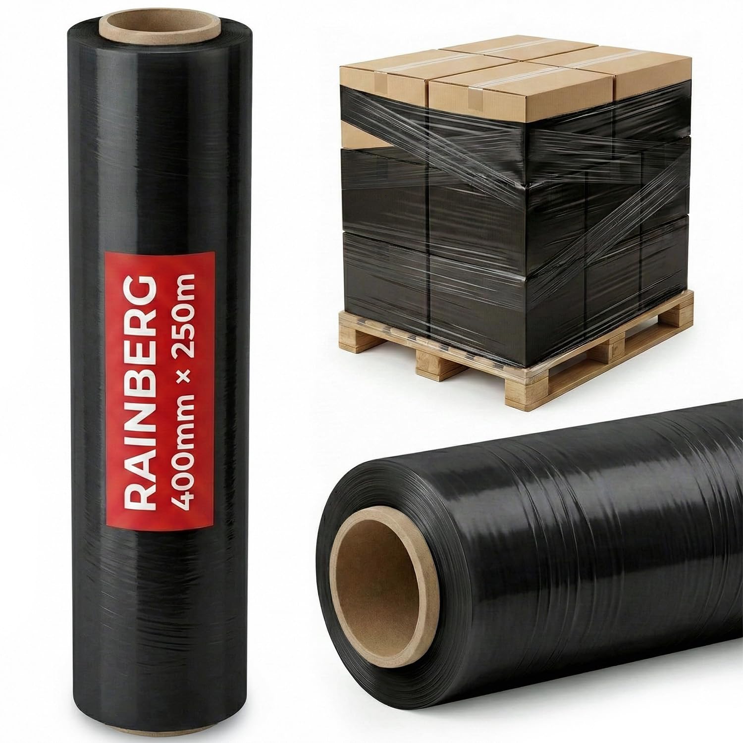 Rainberg Strong Heavy-Duty Stretch Film for Pallet Wrapping, Packaging and Movin