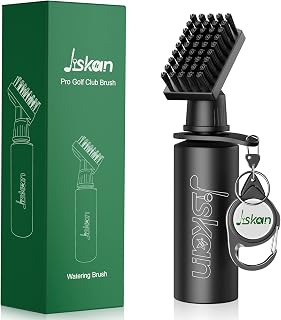 Jiskan Pro Golf Club Brush Cleaner with Retainer Clip and Squeeze Water Bottle 7.5 Inches Holds 4 Ounces of Water, Essentials Golf Accessories for Men, Best Golf Gifts for Men