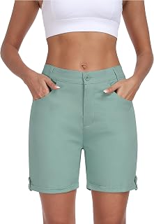 MoFiz Women's Trekking Shorts Cotton Hiking Summer Bermuda Shorts Hiking Shorts with Pockets