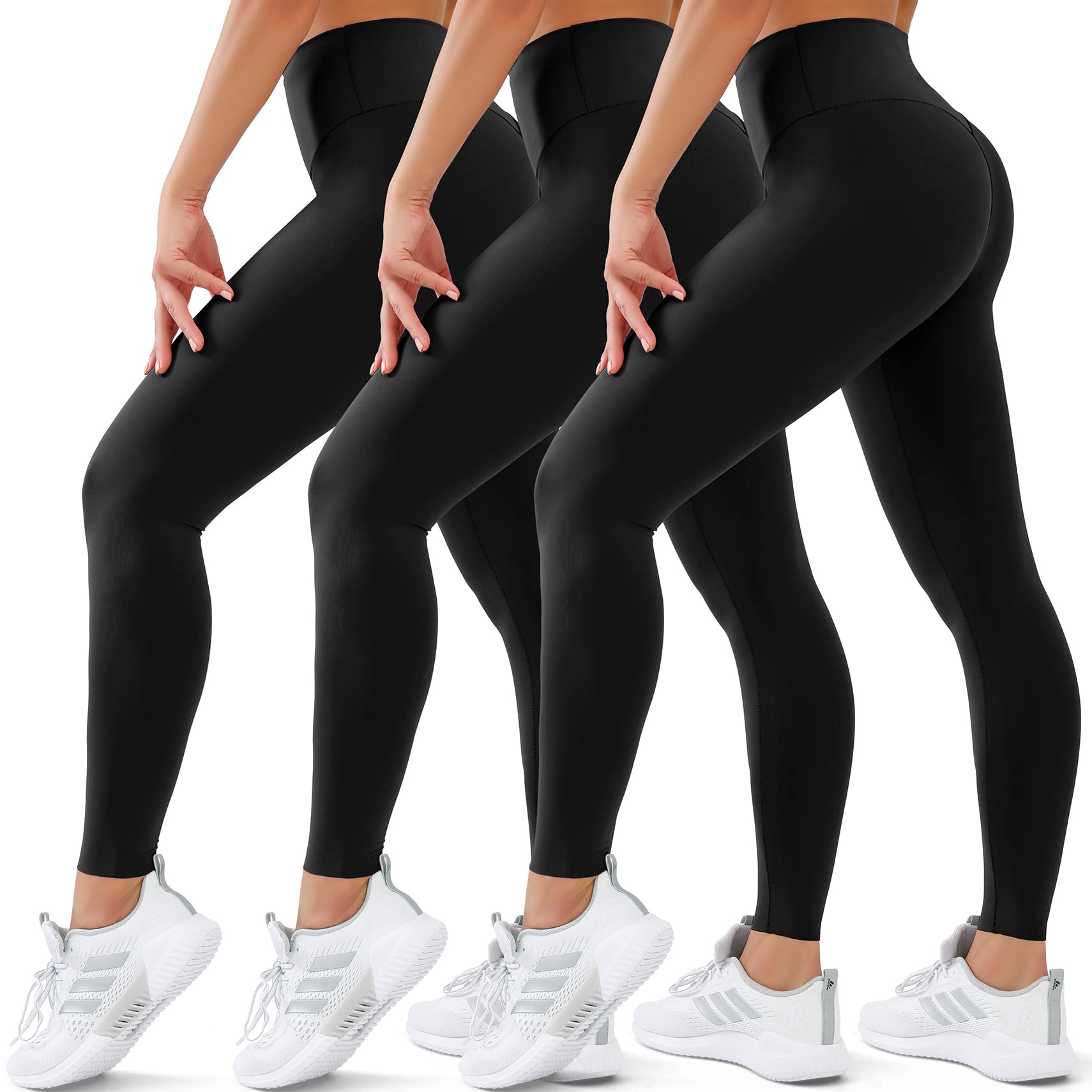 SUNCLOVE 3 Pack Capri Leggings for Women High Waisted Tummy Control Buttery Soft