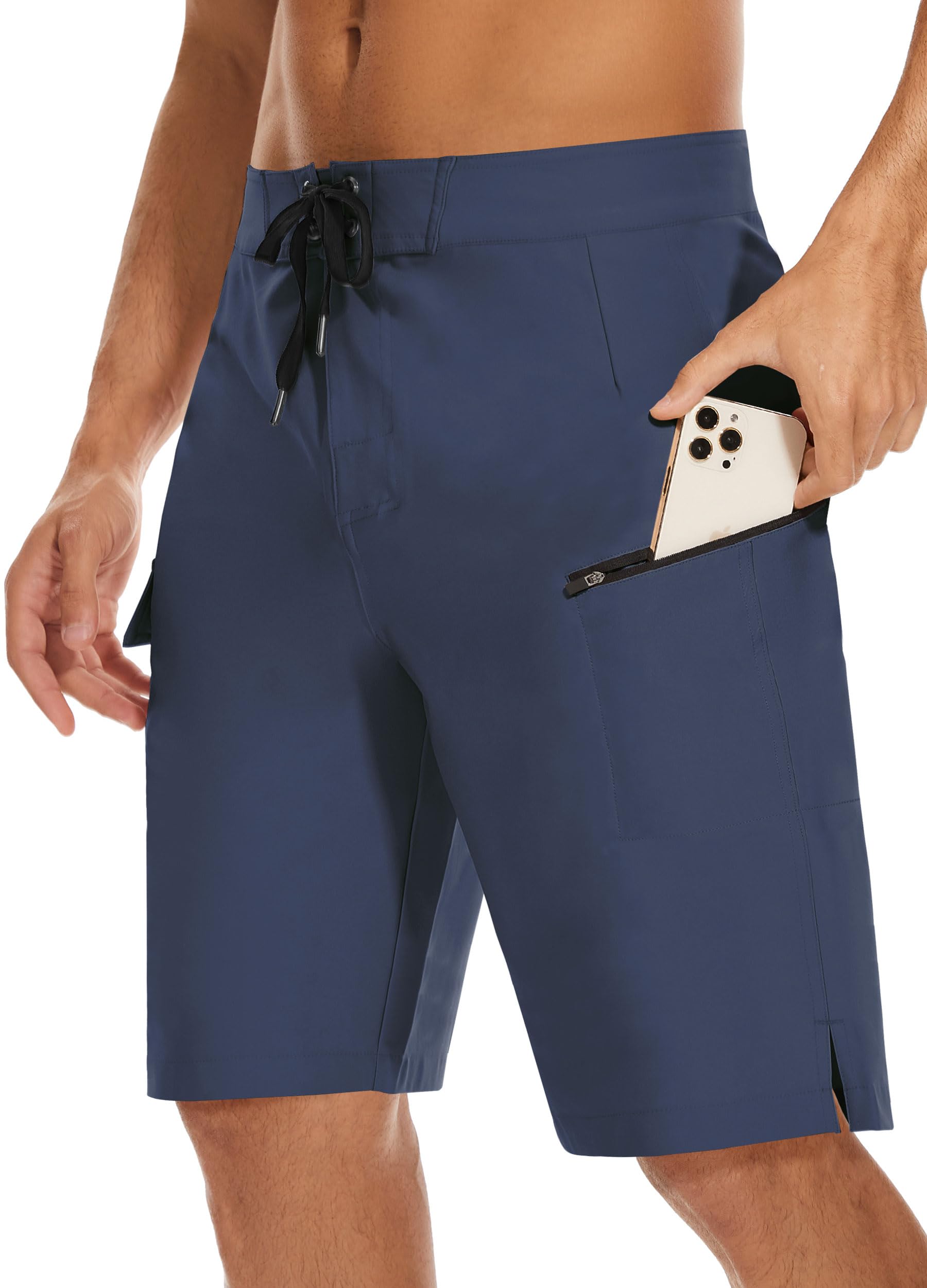 22" Mens Long Board Shorts Swimwear No Mesh Lining with Zipper Pocket