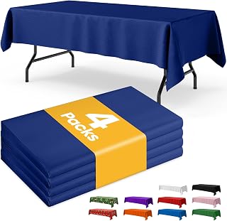 Niuara Navy Blue Plastic Table Cloth Disposable, 4 Pack, 54 x 108 in