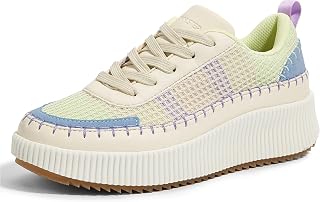 LUCKY STEP Scarpe da ginnastica da donna con plateau e strass, alla moda, grosse, casual, scintillanti, retrò, intrecci