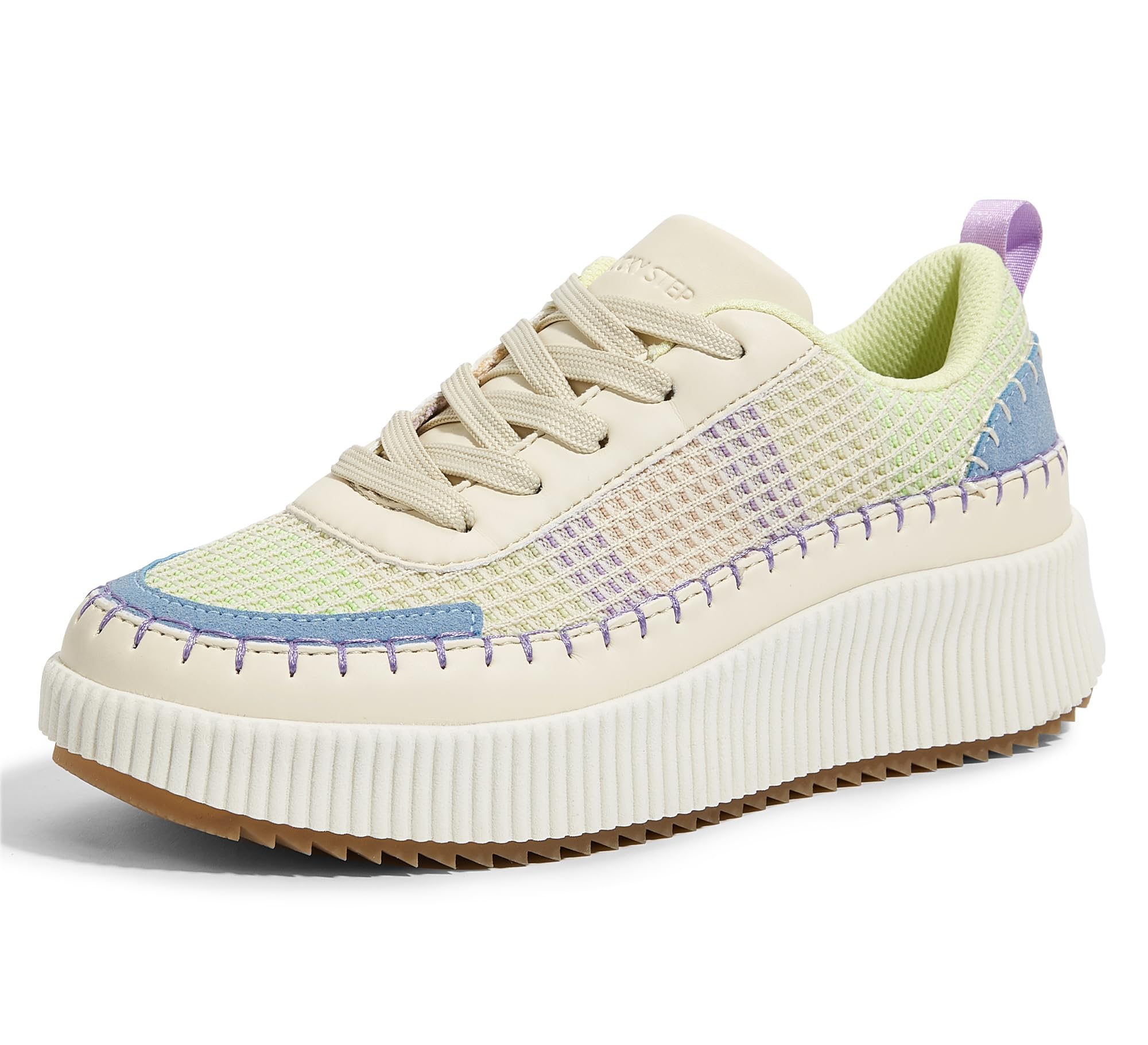 LUCKY STEP Scarpe da ginnastica da donna con plateau e strass, alla moda, grosse