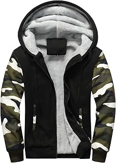 Men's Hoodie with Zip, Long Sleeve Hooded Jacket, Winter Warm Fleece Inner Sweatshirt, Plus Thick Fleece Jacket, Sweat Jacket with Hood