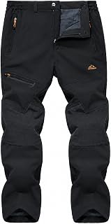 MAGCOMSEN - Mens Winter Water Resistant Fleece Lined Outdoor Hiking Skiing Trousers with Zipper Pockets Army Green