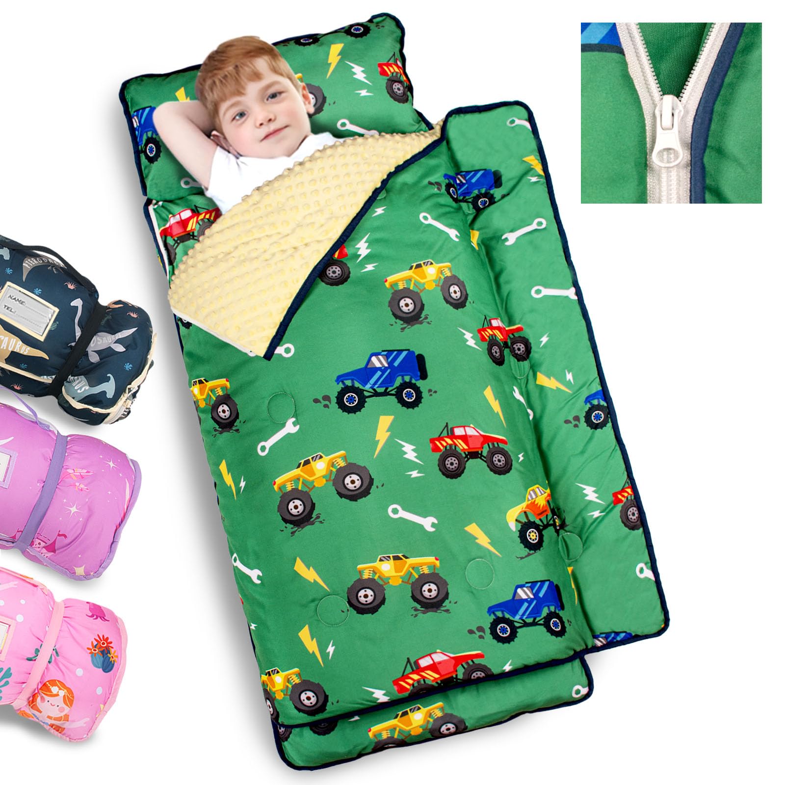 Primlect Toddler Nap Mat with Pillow, Thickened Extra Large Sleeping Bag | 55''x