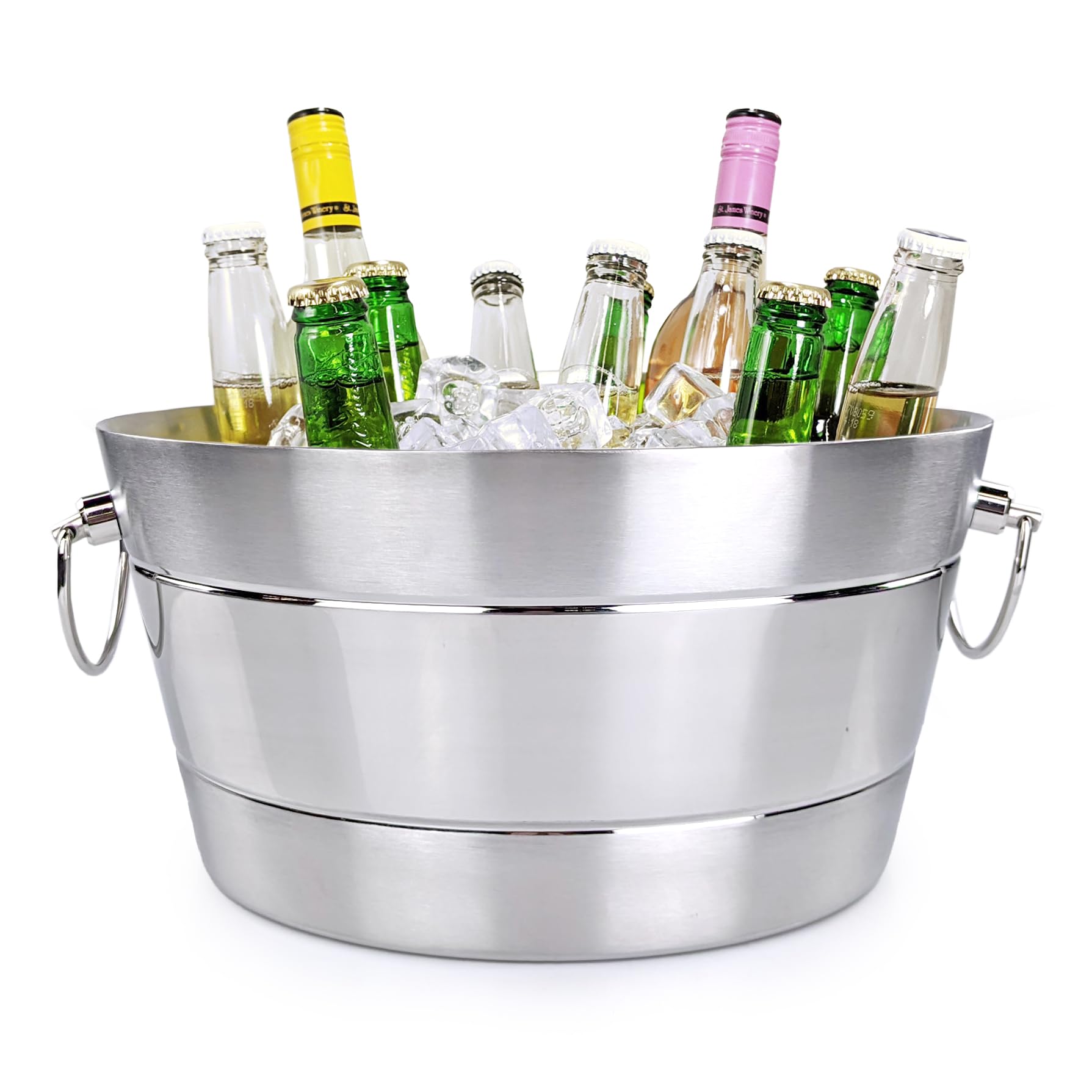 BREKX Insulated Beverage Tub & Ice Bucket, Stainless Steel Silver, 12Qt | Double