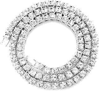 HH BLING EMPIRE Gold Silver Iced Out Diamond Tennis Chain Necklace for Men Women, Rhinestone Tennis Necklaces for Women and Teens, Tennis and Cuban Link Chains 18-30 Inches