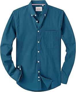 Alimens & Gentle Mens Solid Oxford Shirt Long Sleeve Dress Shirt Work Casual Button Down Shirts with Pocket