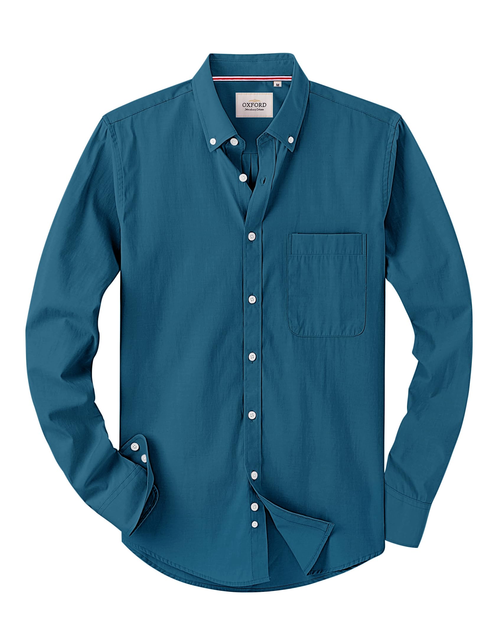 Alimens & Gentle Mens Solid Oxford Shirt Long Sleeve Dress Shirt Work Casual But