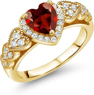 Gem Stone King Yellow Gold Plated Silver Heart Ring