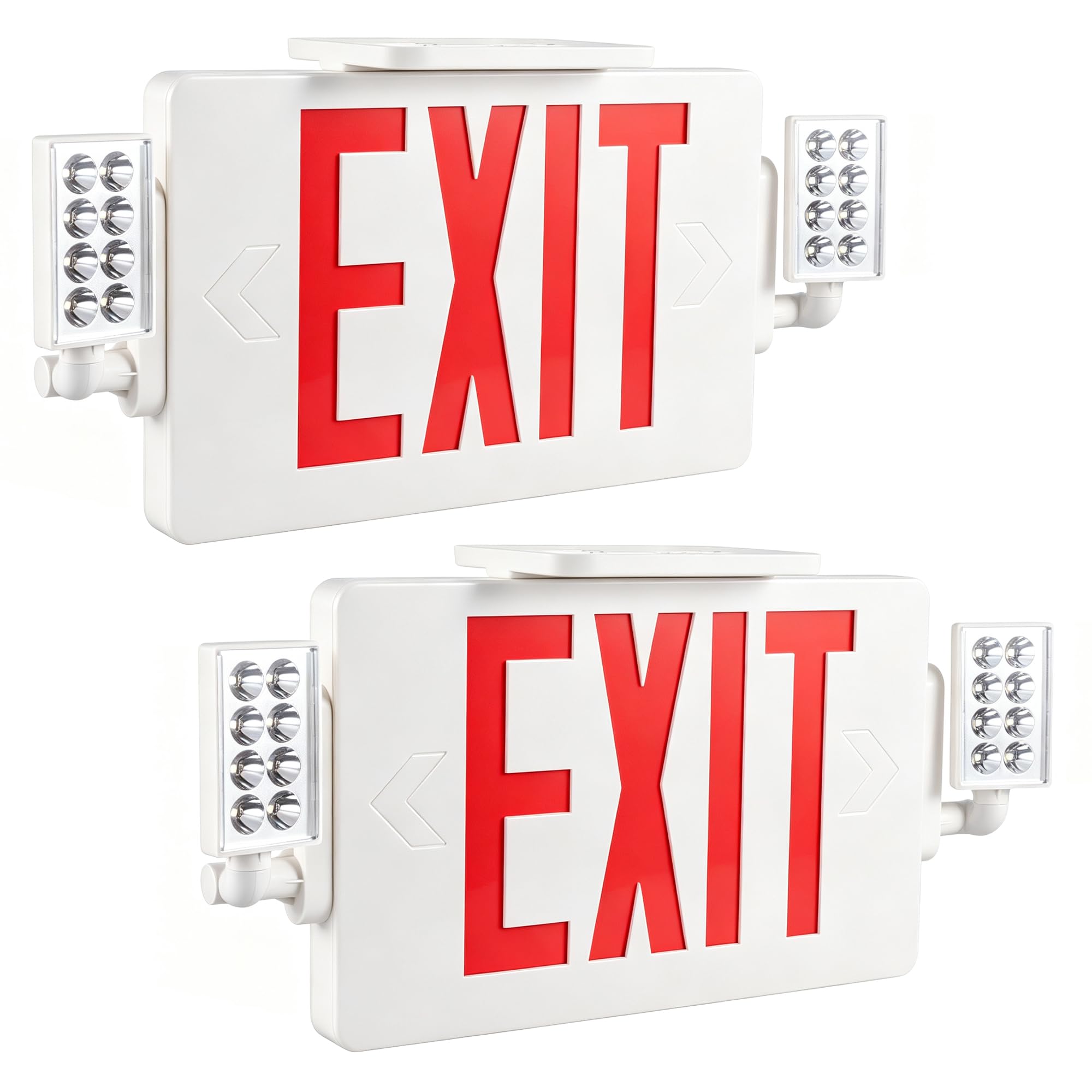 Gruenlich Exit Sign with Emergency Light, Battery Backup, 2 Pack | Hardwired LED