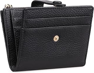 FALAN MULE Geldbörse Damen Klein Leder RFID-Schutz Kreditkartenetui für Frauen Geldbeutel mit Zipper Münzfach Portemonnaie,Schwarz