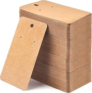 WeLiu 256 Pack Earring Card Holder 3.5 x 2 Inches Display Cards | Brown Hanging Earring Kraft Paper Tags for DIY Ear Studs and Earrings, Jewelry Display &amp; Handmade Craft Use