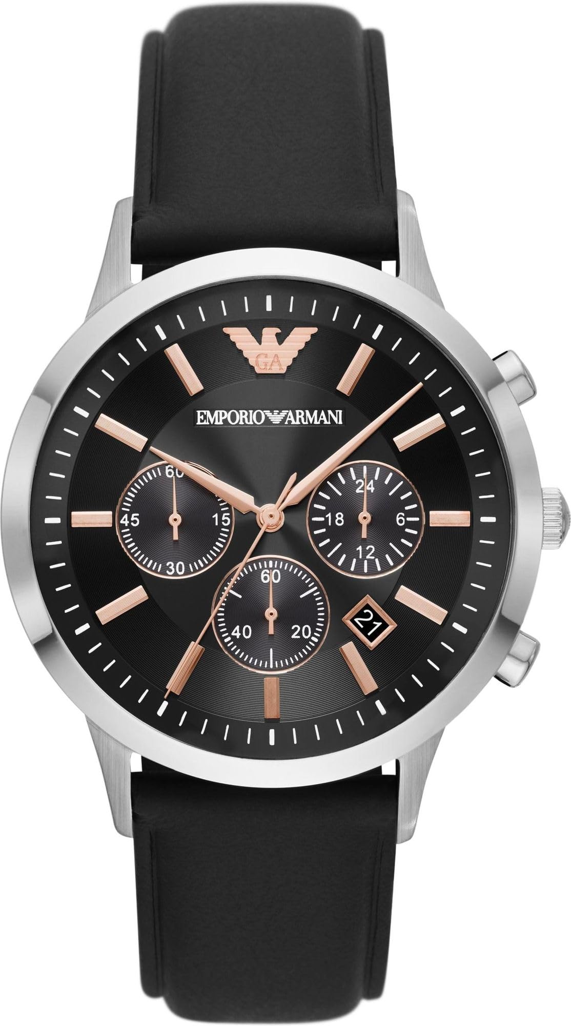 Emporio Armani Reloj Hombre, Movimiento Cronógrafo con 3 subesferas y Caja de 43