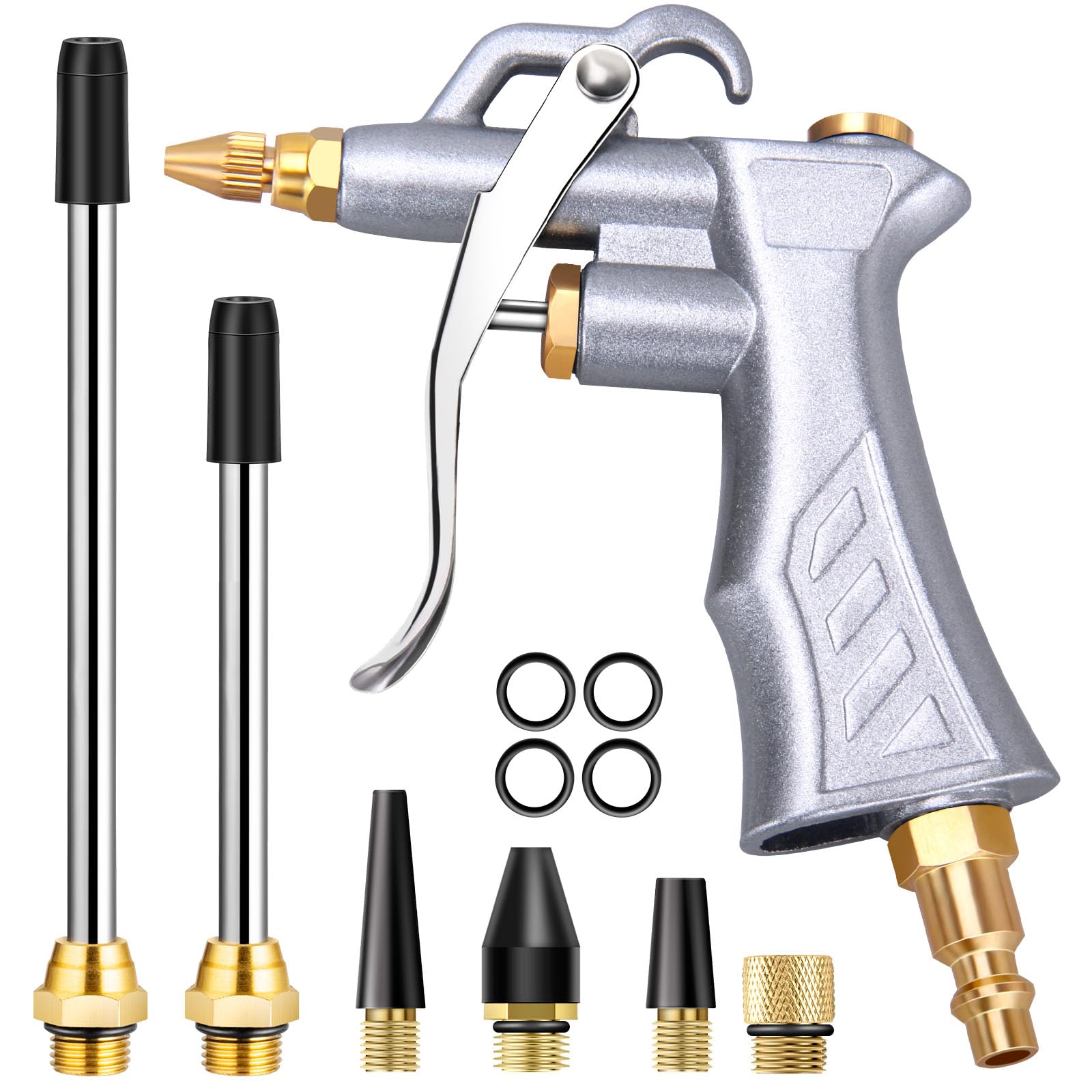 JASTIND Industrial Air Blow Gun with Brass Adjustable Air Flow Nozzle Kit | Extr