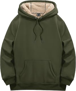 KEFITEVD Men's Sweatshirt, Winter Wear, Fleece-Lined, Cold Protection, Running, Pullover, Heavyweight, Workwear, Warm, Room, Thick, Sportswear, Hooded