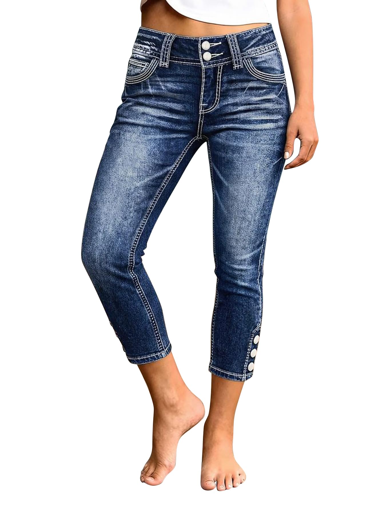 Flamingals Skinny Mid Waist Pockets Casual Styling Jeans for Women