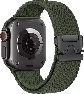 Braided Solo Loop Compatible with Apple Watch Band Women Men, 42mm 46mm 40mm 44mm 41mm 45mm 38mm Parachute Buckle, Sport Elastic Nylon Wristband for iWatch Series 11 10