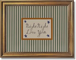 Yermidi Vintage Gold Frame Night Night Love You Wall Art Mid Century Modern Striped Poster Retro Rustic Farmhouse Bedtime Saying Family Quote Canvas Print Cozy Bedroom Home Decor 8x10inch