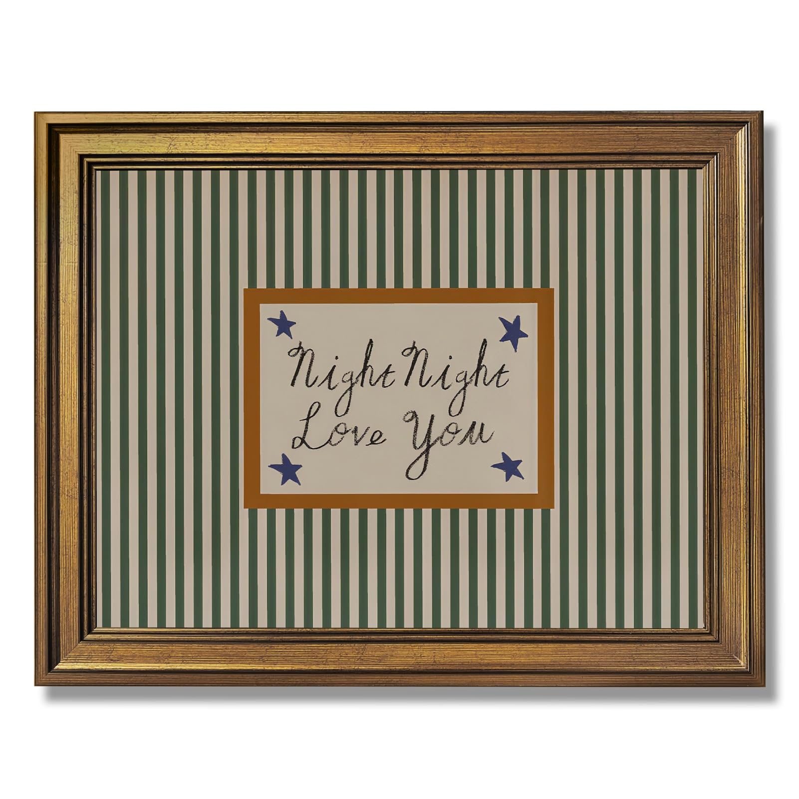 Yermidi Vintage Gold Frame Night Night Love You Wall Art Mid Century Modern Stri