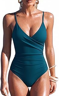 SUUKSESS Women Sexy Wrap Push Up One Piece Swimsuit Tummy Control Bathing Suit